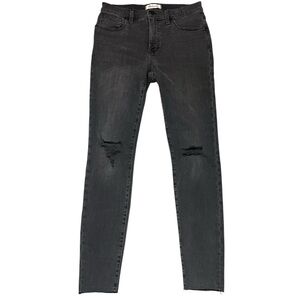 Madewell 9" Mid-Rise Skinny Jeans‎ Distressed Raw Hem in Black Sea Size 29